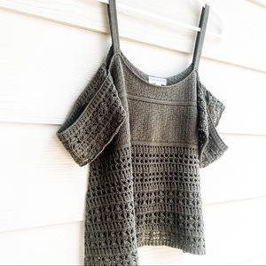 Olive Green Woven Crop Top